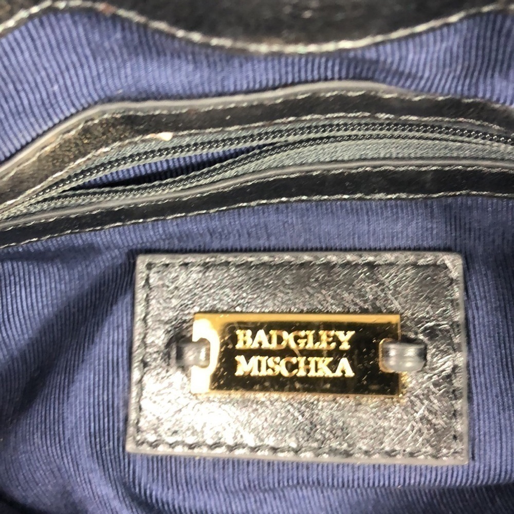 Badgley Mischka Gold Studded Dark Gray Cross Bag - Picture 3 of 9